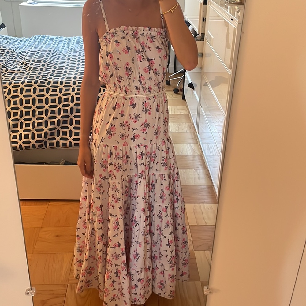 Playa Lucila Tiered Pink/Purple Floral Maxi Dress size XS from ShopBop